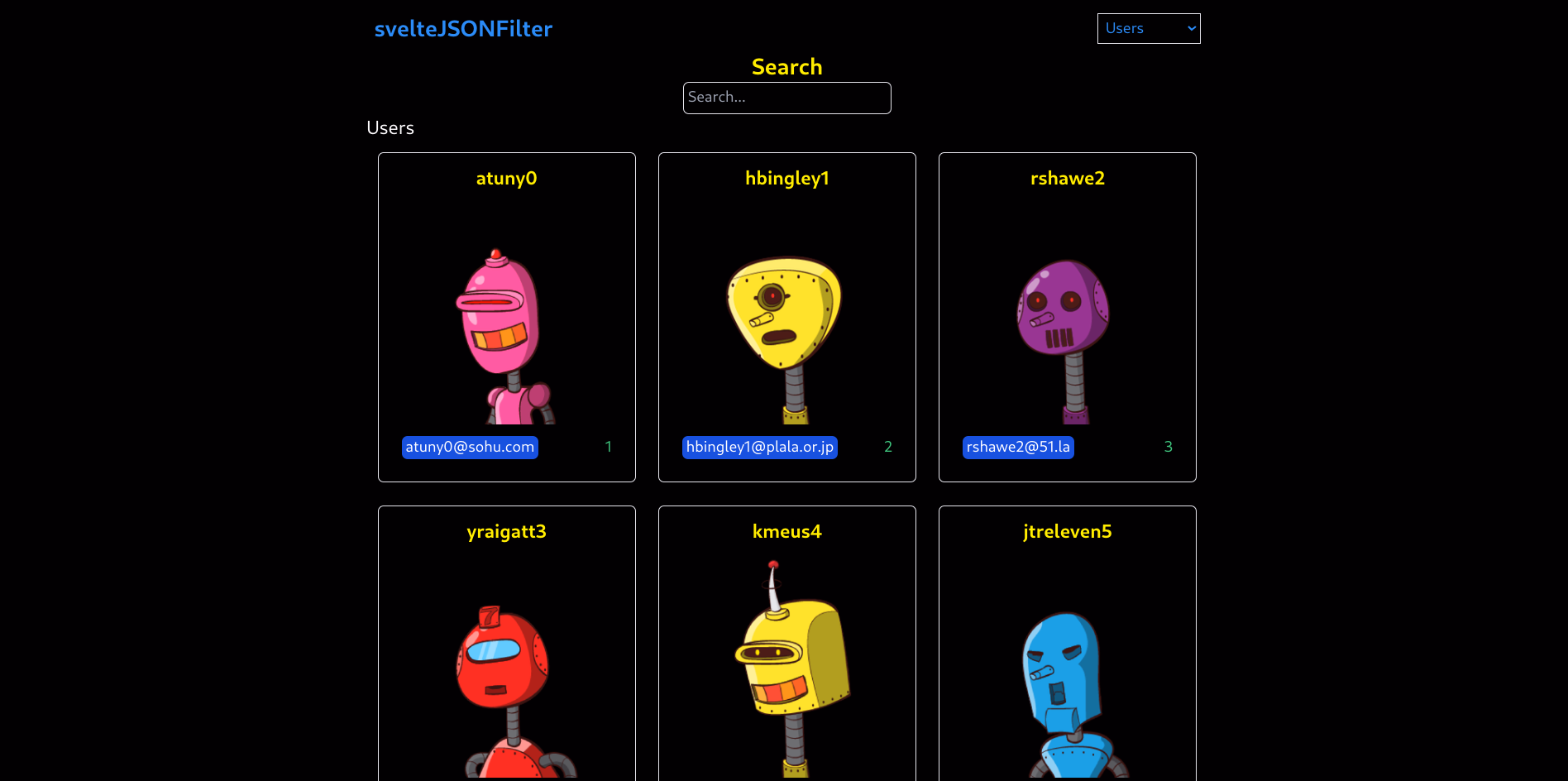 svelteJSONFilter screenshot